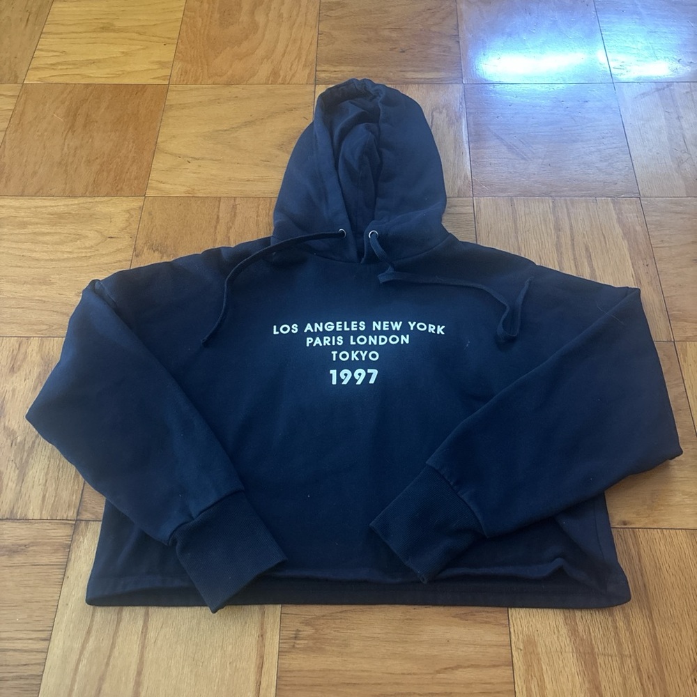Forever 21 Blue Hoodie Sweatshirt Cropped
